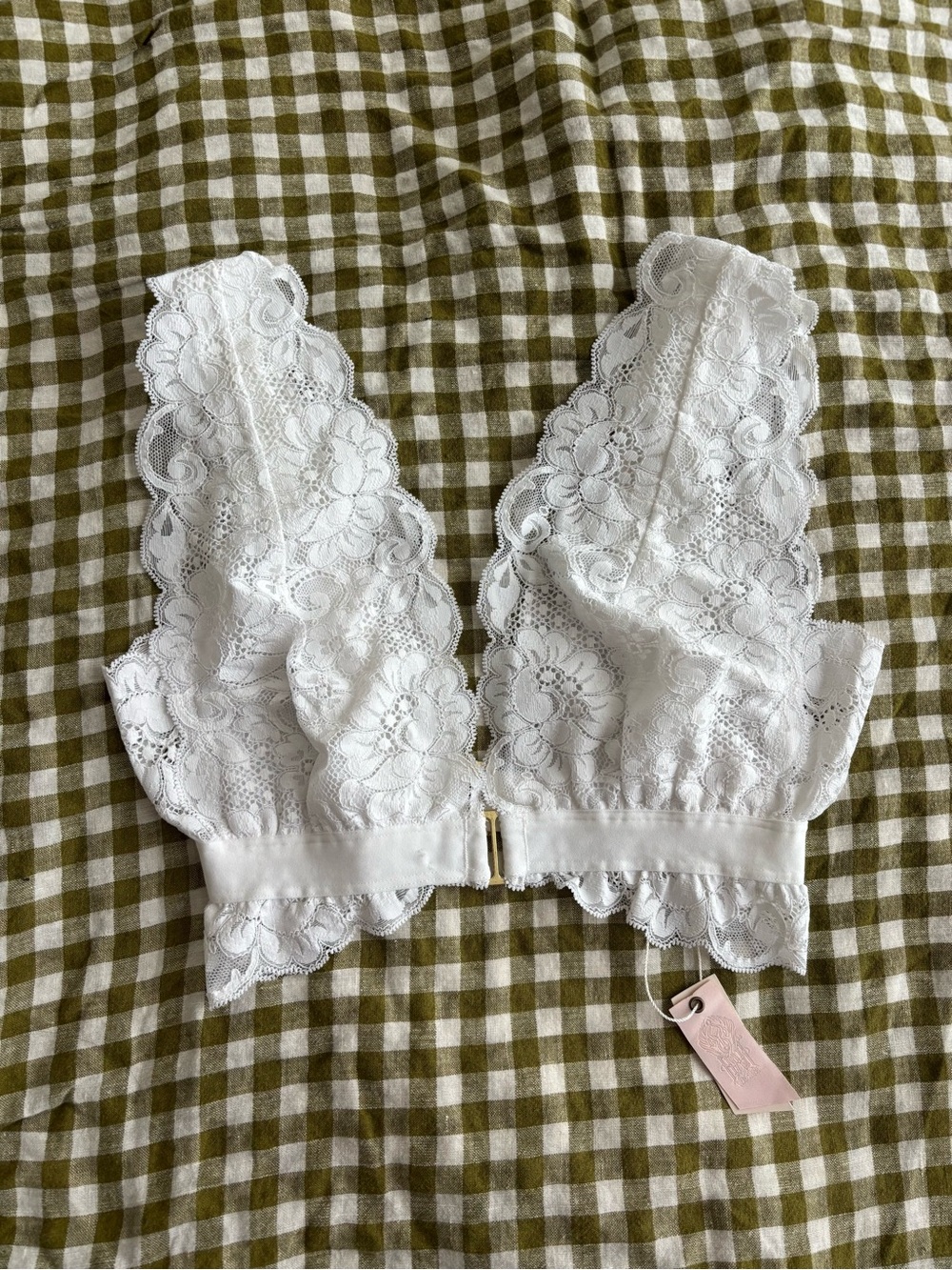 We are HAH Free People Got Ur Back Bra White Lace Mesh Lined Bralette